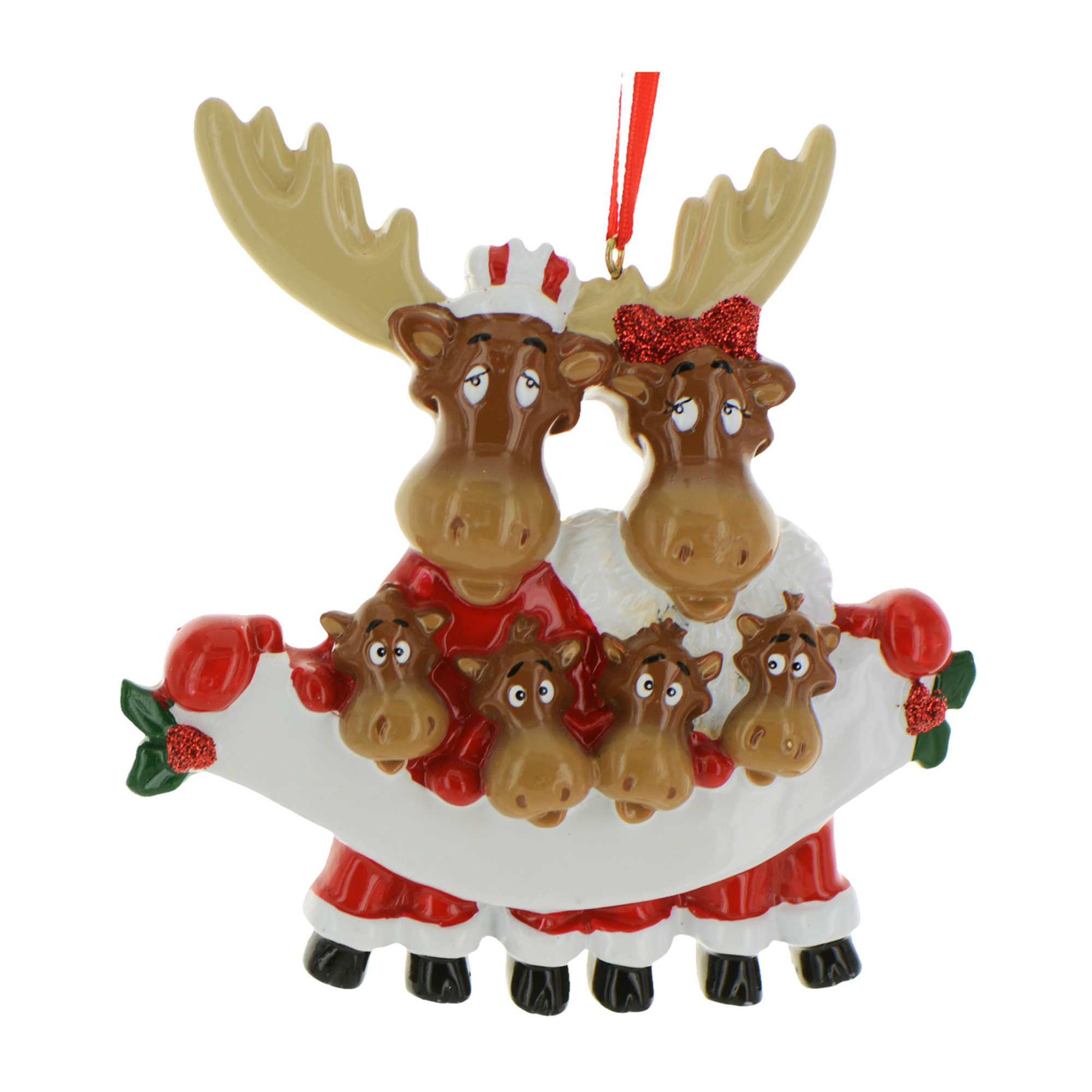 Personalized Christmas Moose Family of 6 Ornament