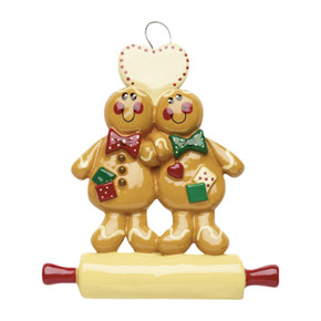 Personalized Gingerbread Couple Roller Pin Ornament