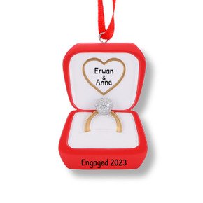Personalized Engagement Ring in Red Box Ornament