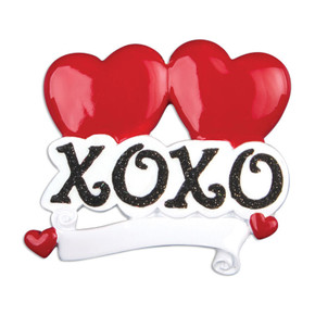 Personalized Chistmas Couple Heart XOXO Christmas Ornament