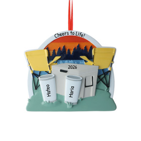 Personalized Metal Cup Couple Chill Vacation Ornament Personalized Metal Cup Couple Chill Vacation Ornament