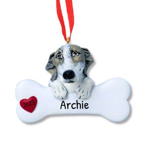 Personalized Greyhound Dog Bone Christmas Ornament