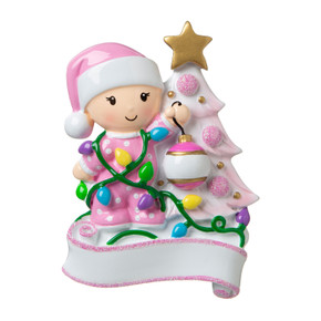 Personalized Girl Decorating Christmas Tree Toddler Ornament Personalized Girl Decorating Christmas Tree Toddler Ornament