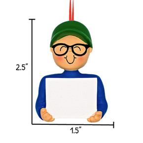 Personalized Boy with Glasses and Cap First Pair Ornament