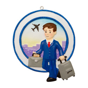 Personalized International Business Male Traveler Ornament