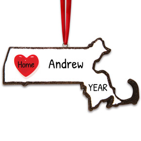 Personalized Massachusetts Map Souvenir Christmas Ornament
