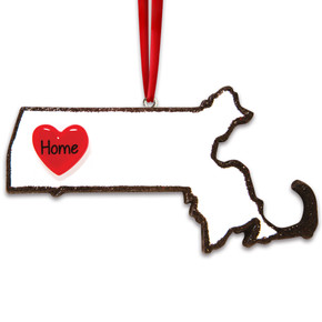 Personalized Massachusetts Map Souvenir Christmas Ornament