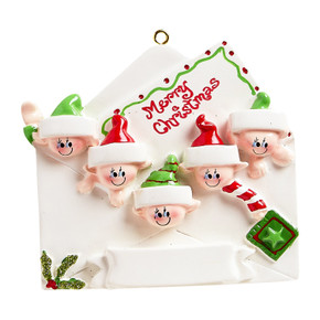 Personalized Family of 5 Christmas Mail Postcard Ornament