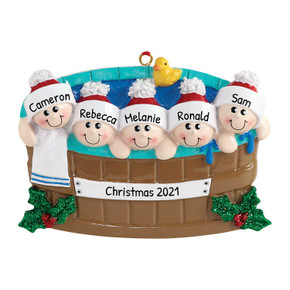 Personalized Hot Tub Family of 5 Christmas Tree Ornament