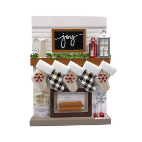 Personalized Christmas Stockings on Fireplace Family of 5