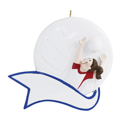Personalized Female Serving Ball Volleball Player Ornament