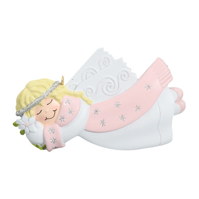 Personalized Cute Sleeping Blonde Angel in Pink Ornament