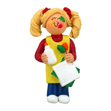 Personalized Blonde Girl Artist Craft Art Lover Ornament