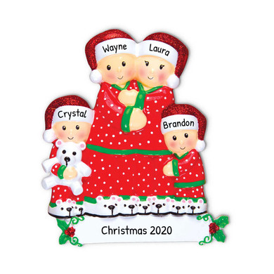Personalized Family of 4 in Christmas Pajamas Ornament