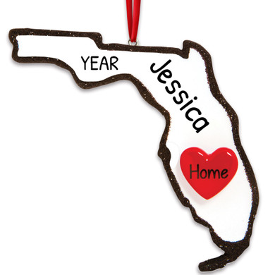 Personalized Florida Map Travel Souvenir Christmas Ornament