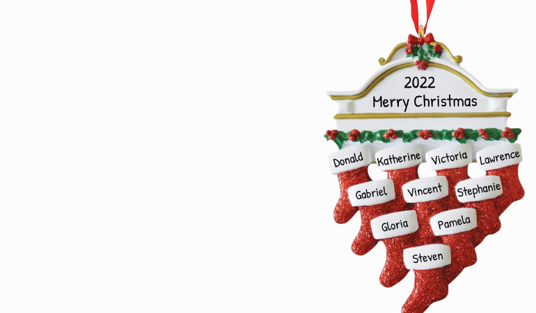 Personalized Family of 10 Christmas Stocking Ornament Personalized Family of 10 Christmas Stocking Ornament