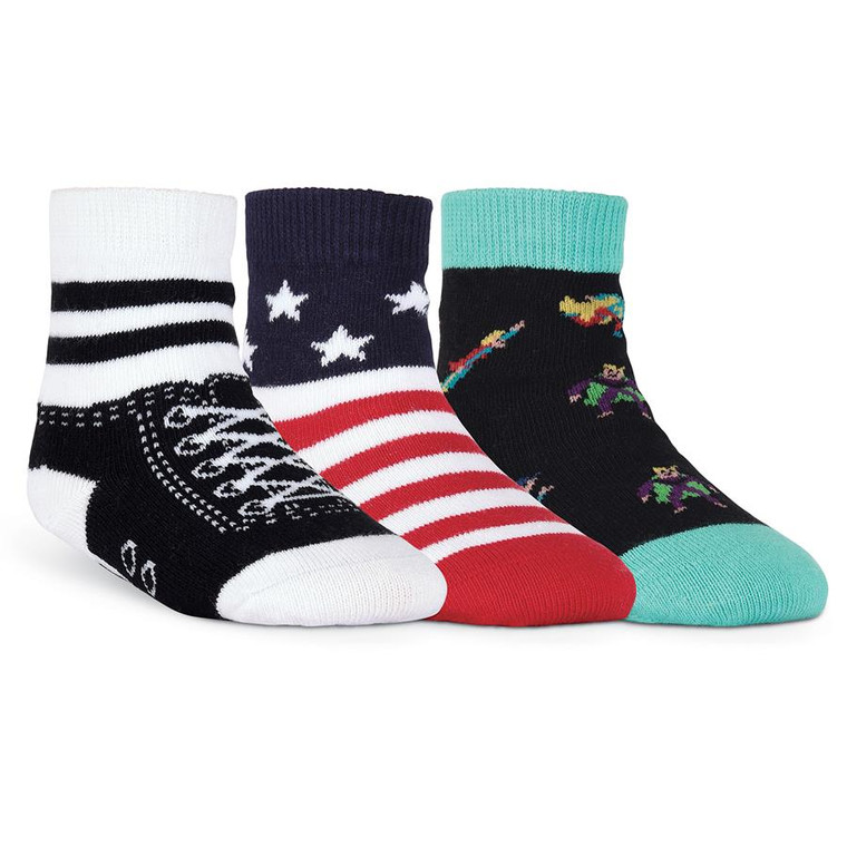 Sneaker, American Flag & Superhero Socks For Kids- 3 Pack