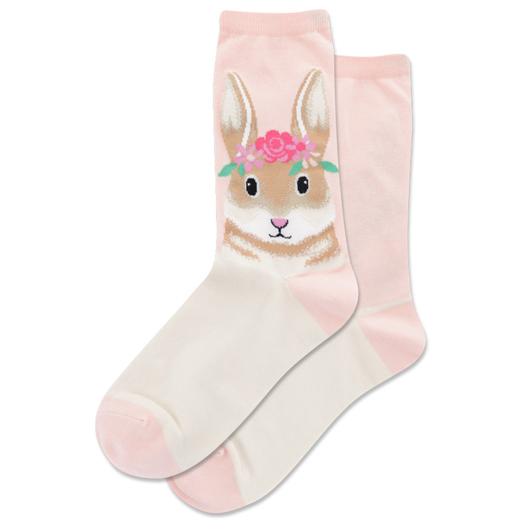 Flower Crown Bunny Crew Socks For Women