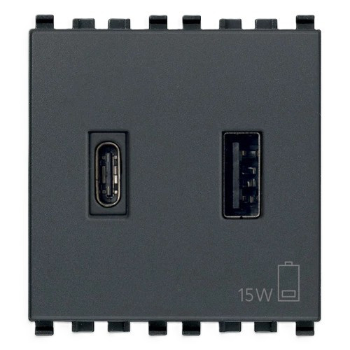 Vimar  A+C+USB supply unit 15w 3A 5V Grey