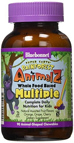 Super Earth - Rainforest Animalz Whole Food Based Multiple, Orange, Grape, Cherry, 90 Ct