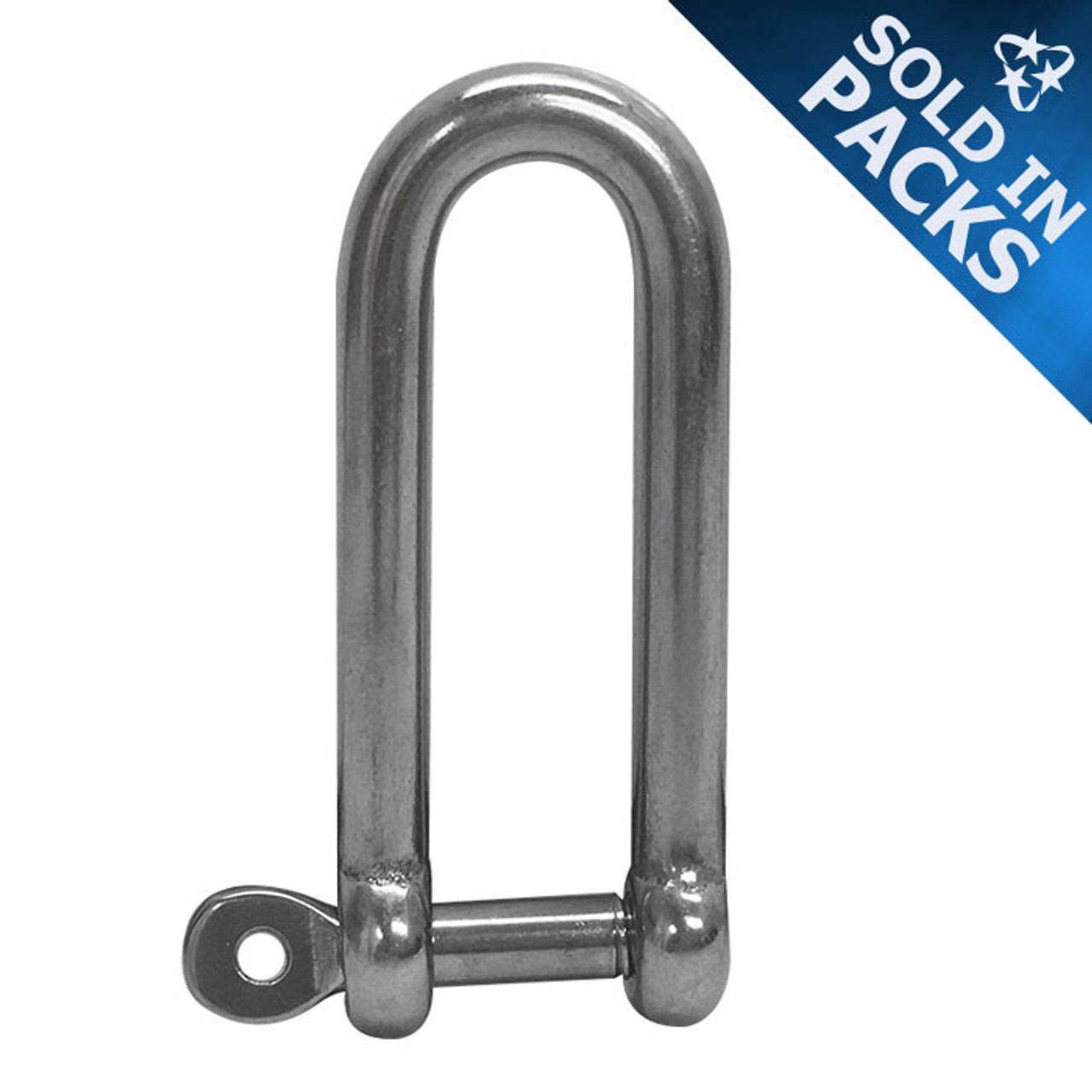 316 Stainless Steel Long D Shackles - (SOLD IN PACKS)