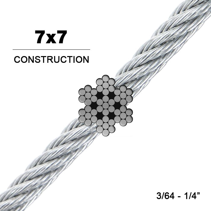 1/4'' (6mm) 304 Stainless Steel Aircraft Wire Rope Military Specification,  Lubricated, Car Traction，Lifting Rope Strong Wire Rope 7x19 Strand