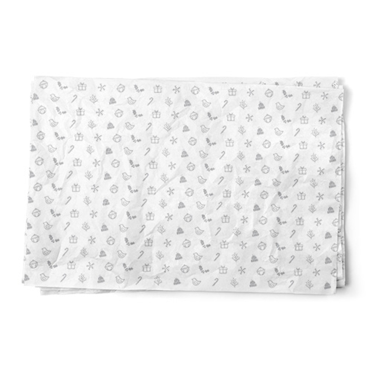 Decorative 100% Recycled Tissue Paper - Grey Holiday Icons on