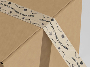 Custom - Kraft Non Reinforced Water-Activated Tape - 3" x 600' - 2 Color - 10lb Case of 10 (Min 6 Cases)