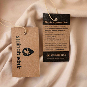 2 x 3.5 - 100% Recycled Hang Tags - 80# Kraft - Custom Printed (Monochrome) - 2 Sided - 1/8" Hole