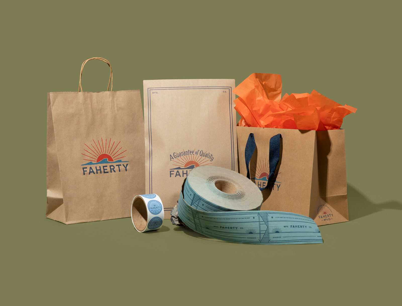 Custom sustainable packaging designed for Faherty Brand