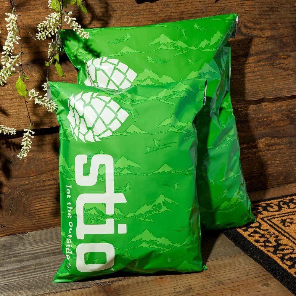 Green custom poly mailer for shipping apparel