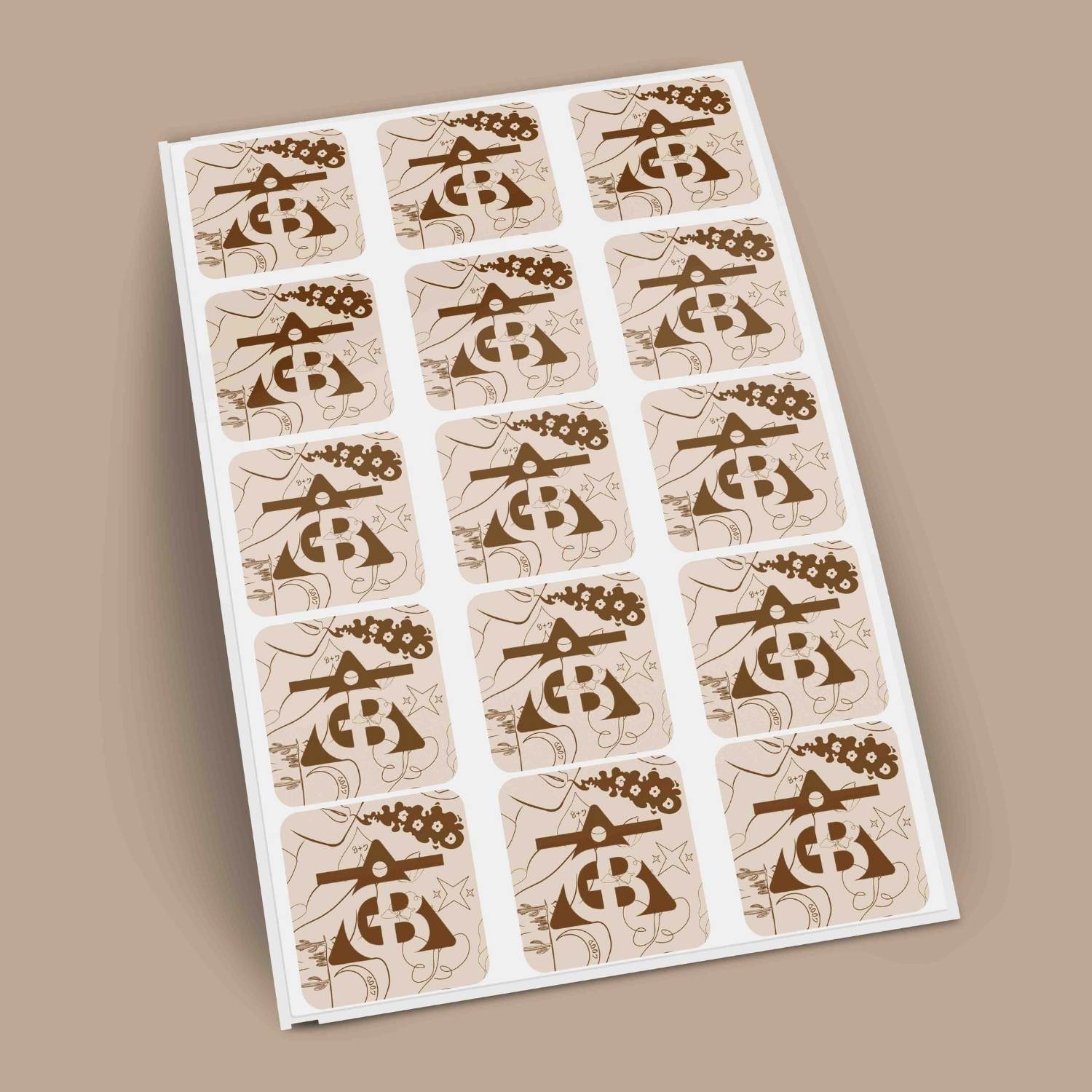 Sticker sheet with logo