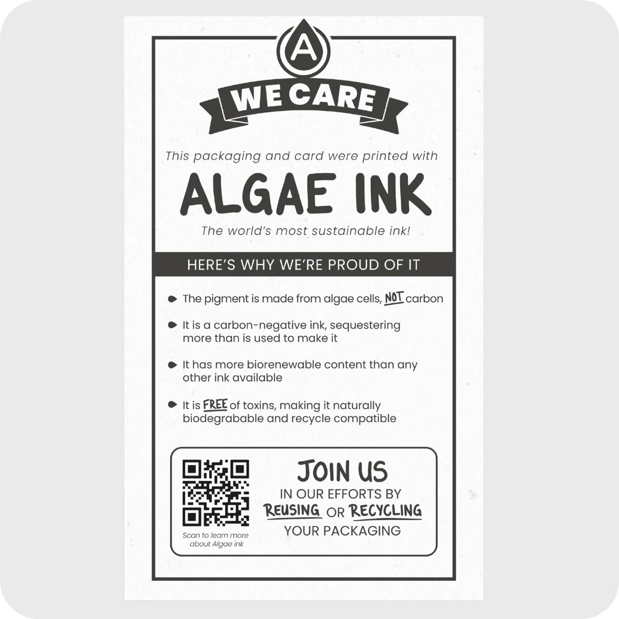 We Care Cards - Orders Shipped in Algae Ink™ Packaging We Care Cards - Orders Shipped in Algae Ink™ Packaging