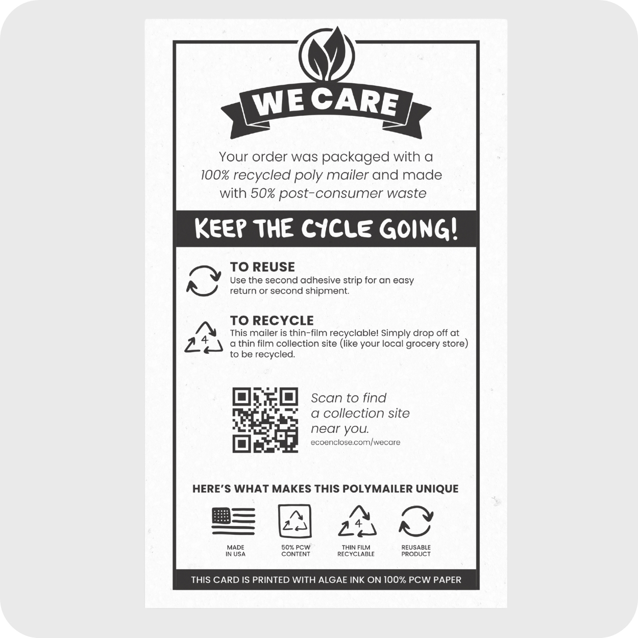 We Care Cards - Orders Shipped in Poly Mailers