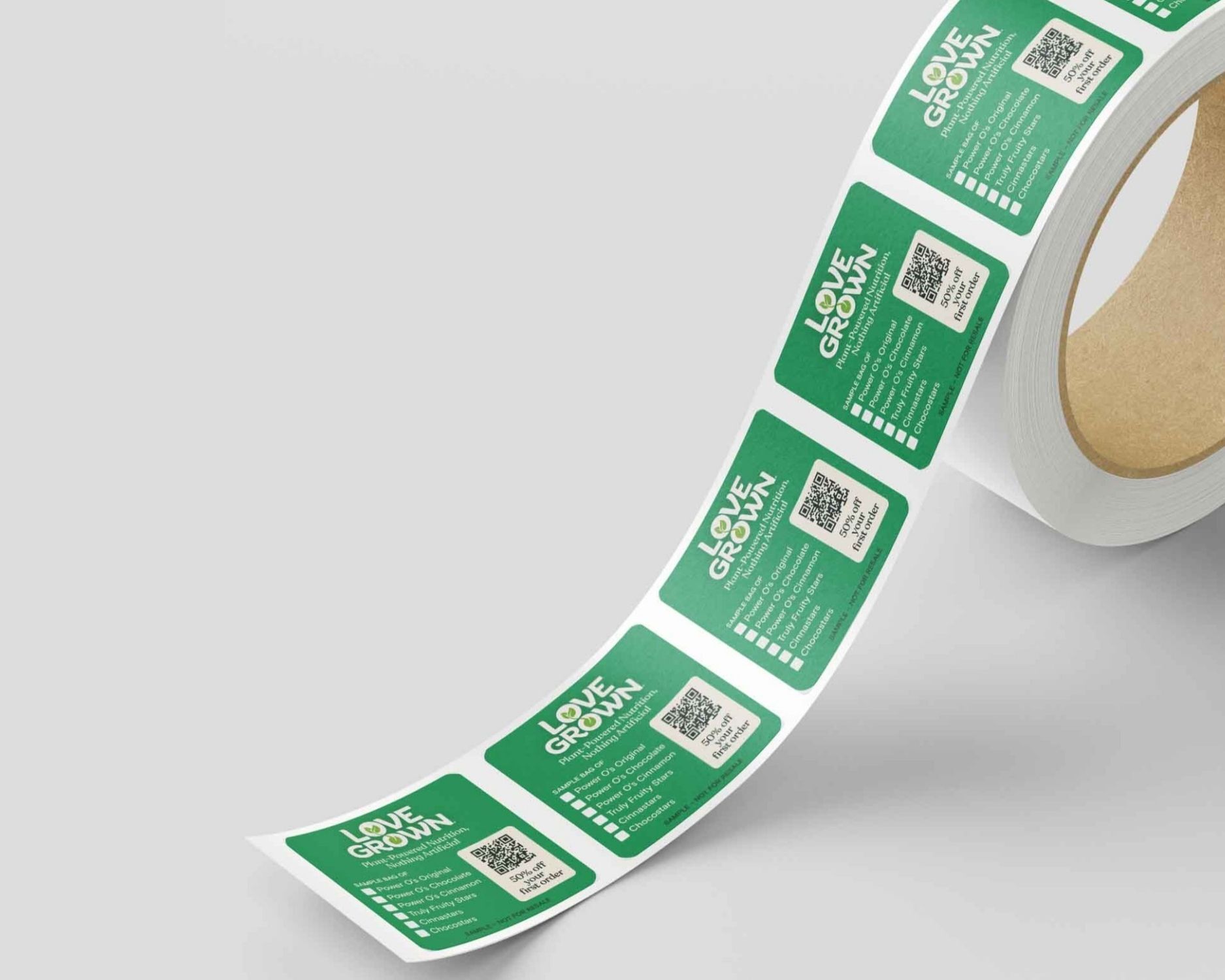 sheet of custom stickers adorned with a vibrant green leaf pattern