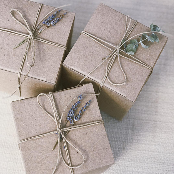 retail folding cartons secured with hemp twine string