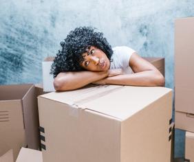 woman with shipping box