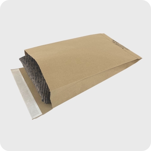 back of 100% recycled kraft paper mailer