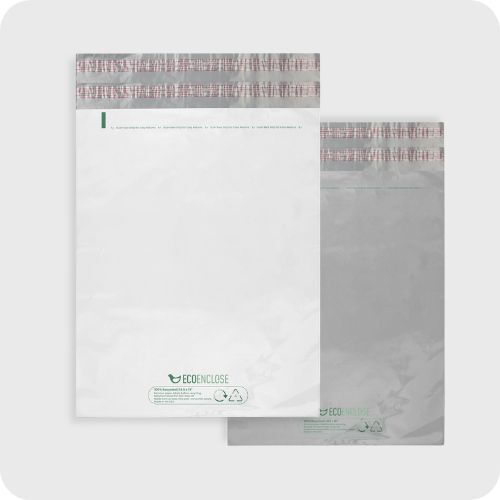 ivory and gray 100% recycled poly mailers