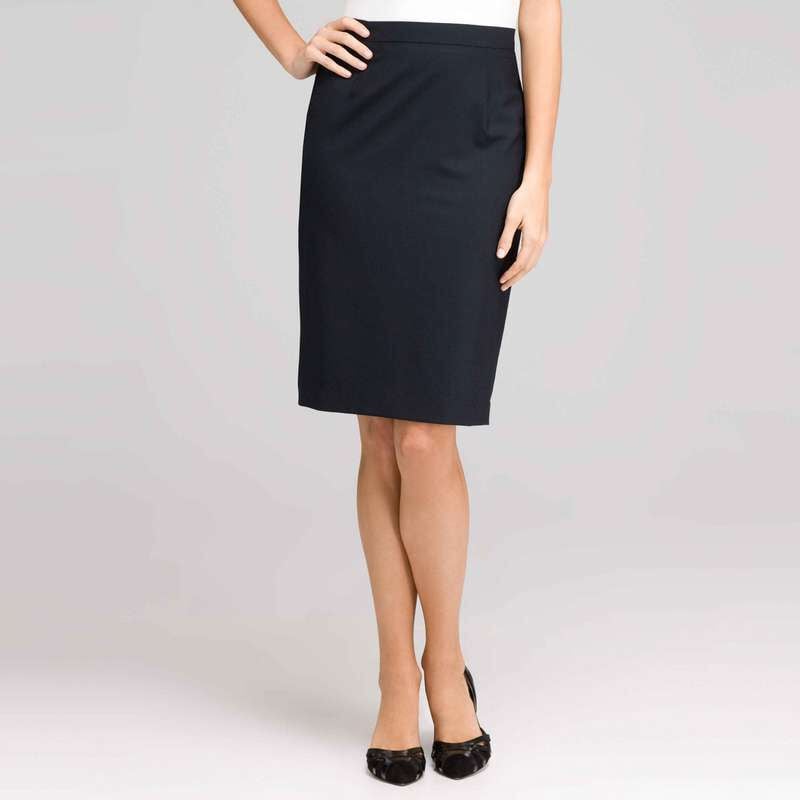 Washable Wool Classic Straight Skirt , Navy, large