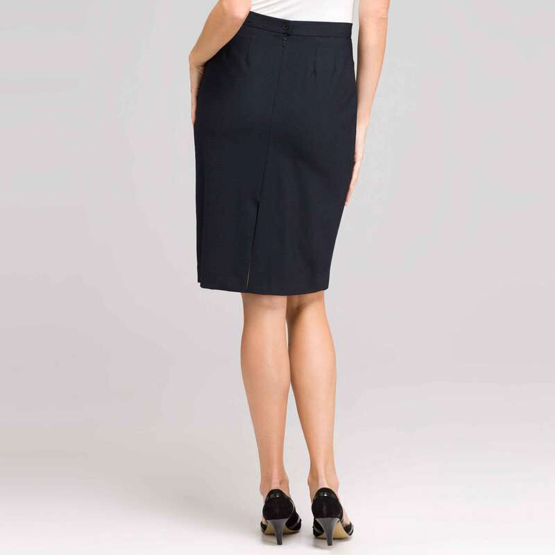 Washable Wool Classic Straight Skirt , Navy, large