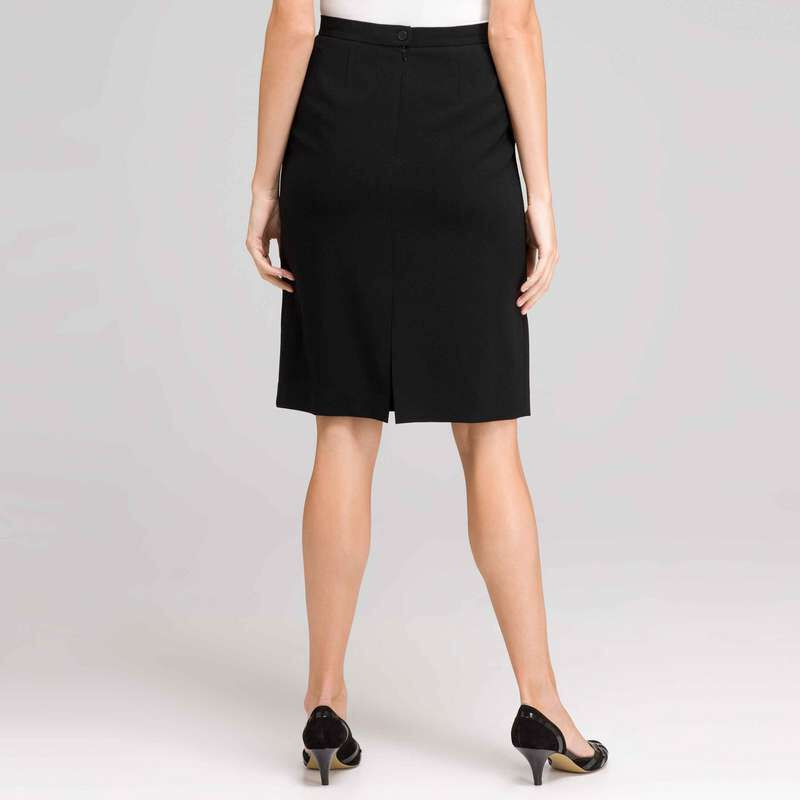 Washable Wool Classic Straight Skirt , Black, large