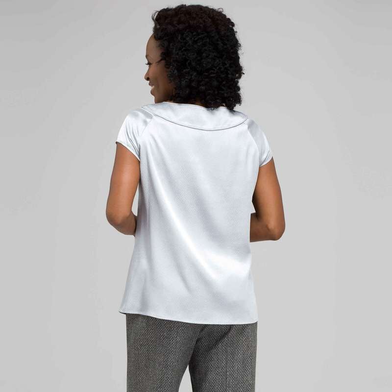 Beaded Jewel Neck Blouse, Frost, large