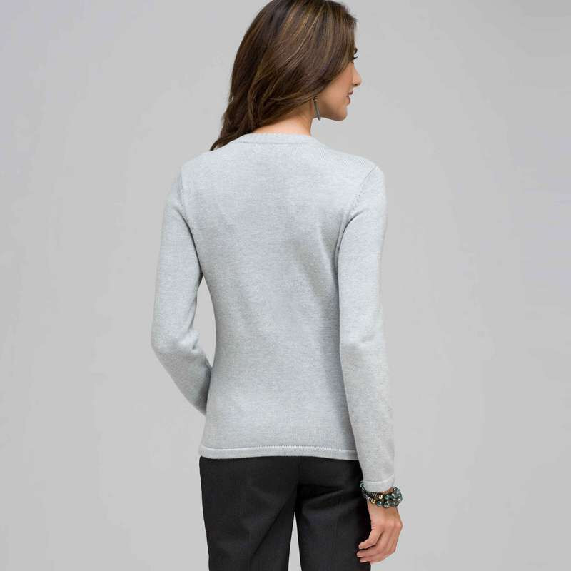 Rib Trim Cardigan, Grey Heather, large