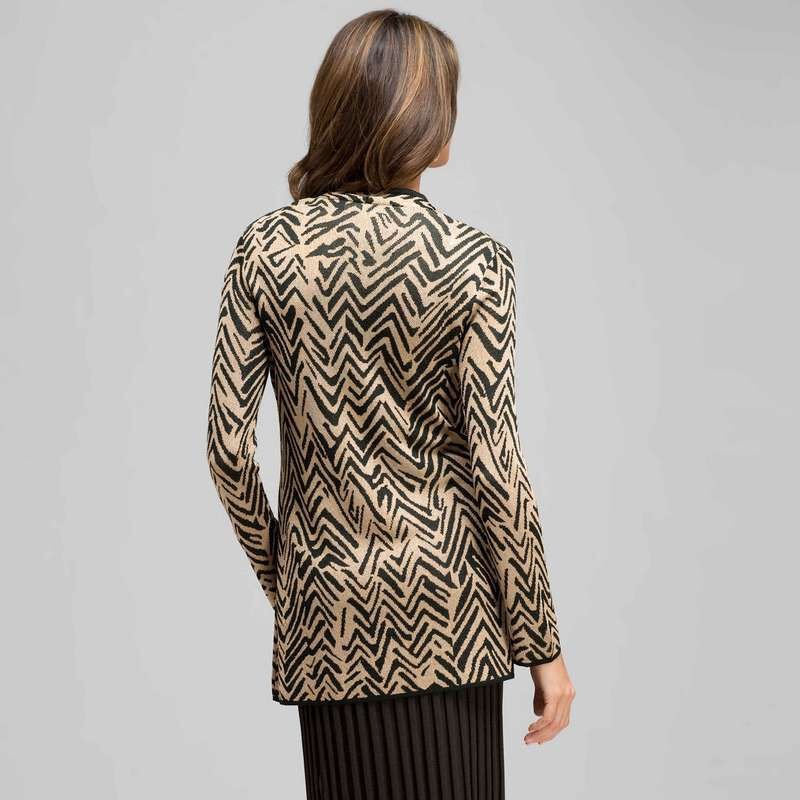 Zig-Zag Patterned Cardigan, Laurel/ Chino, large