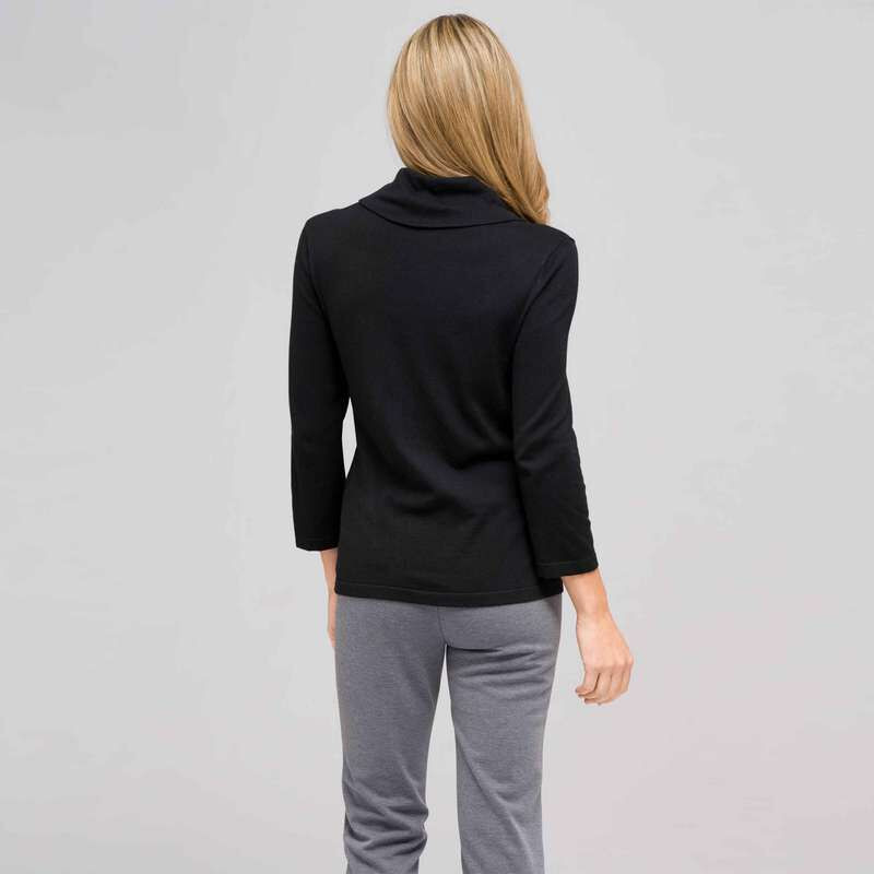 Cowl Neck Sweater, Black, large