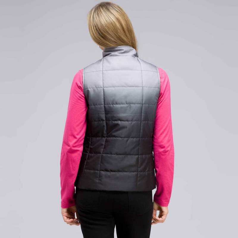Mock Neck Quilted Vest, Black Multi, large