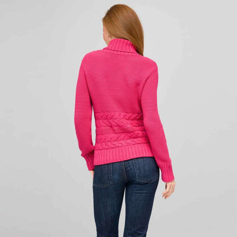 Cotton Turtleneck Sweater, Begonia Pink, large