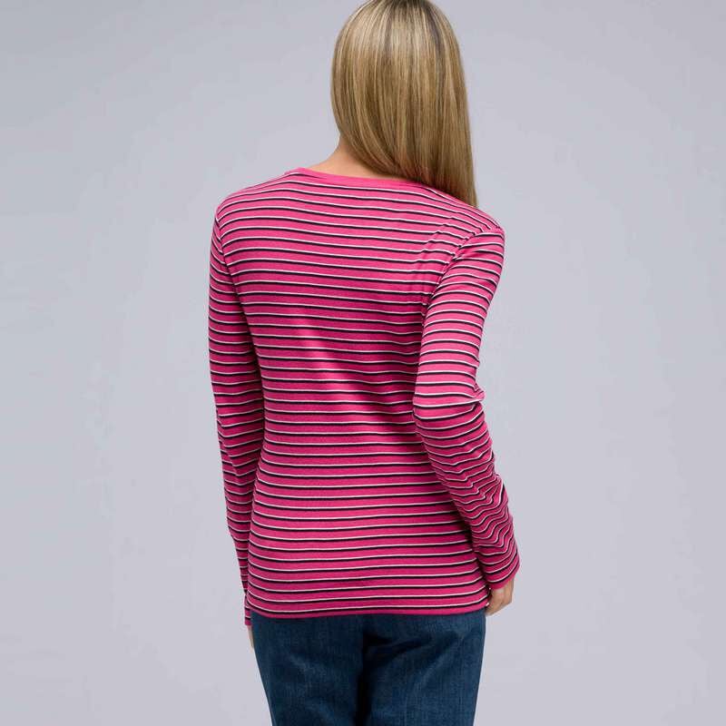 Long Sleeve Crew Neck Top, Begonia Multi, large