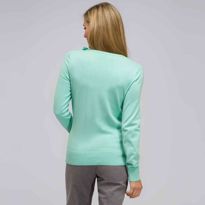 Ruffle Front V-Neck Cardigan, Icy Mint, large